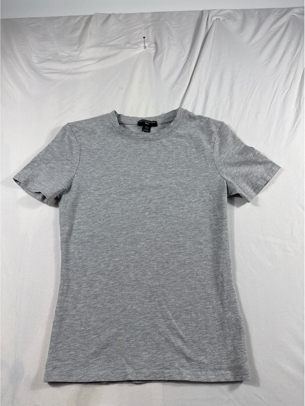 PrettyLittleThing Tall Gray Basic Crew Neck T-Shirt Size UK 8 EU 36